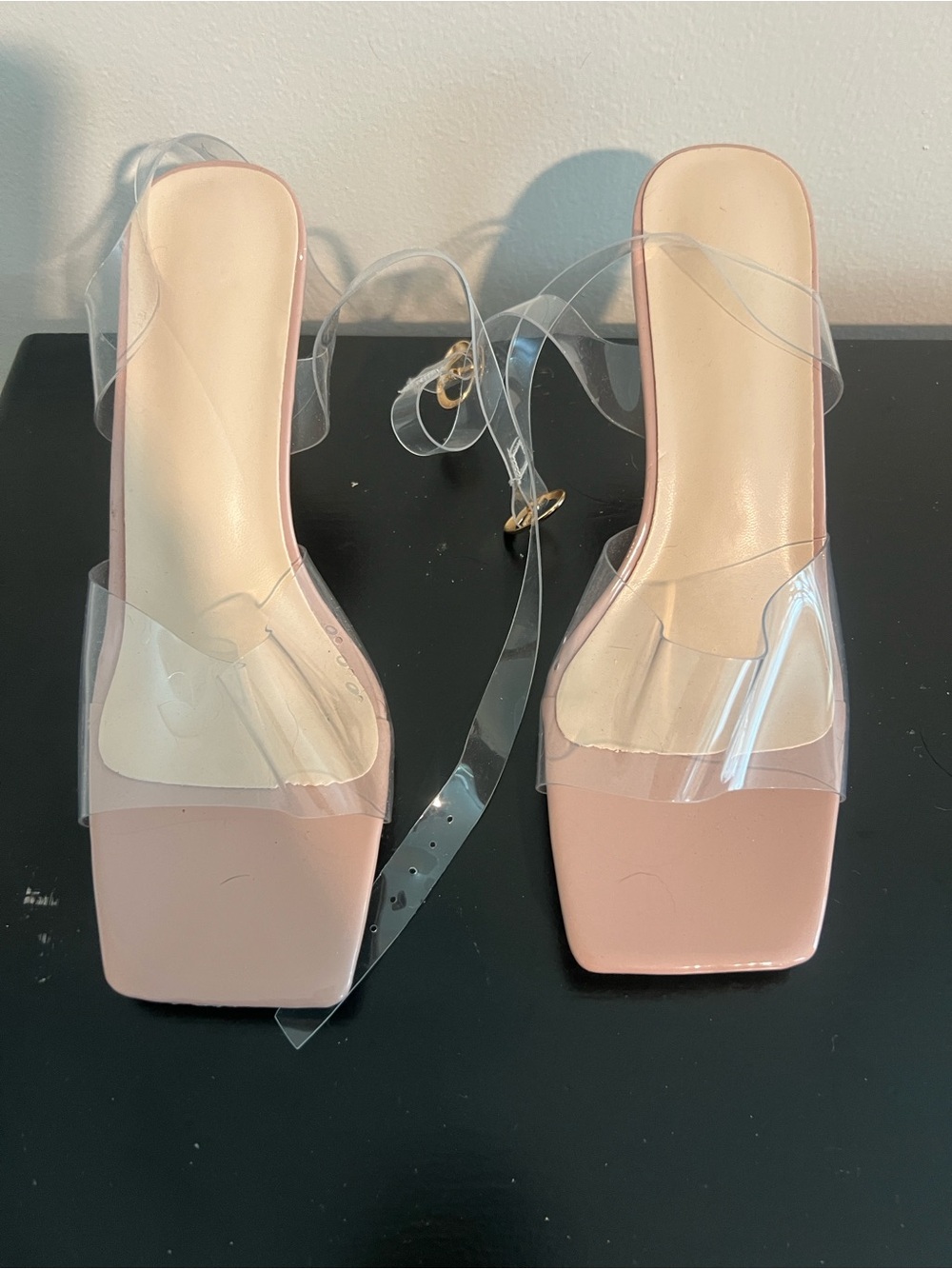 Clear Strap Square-Toe Mule